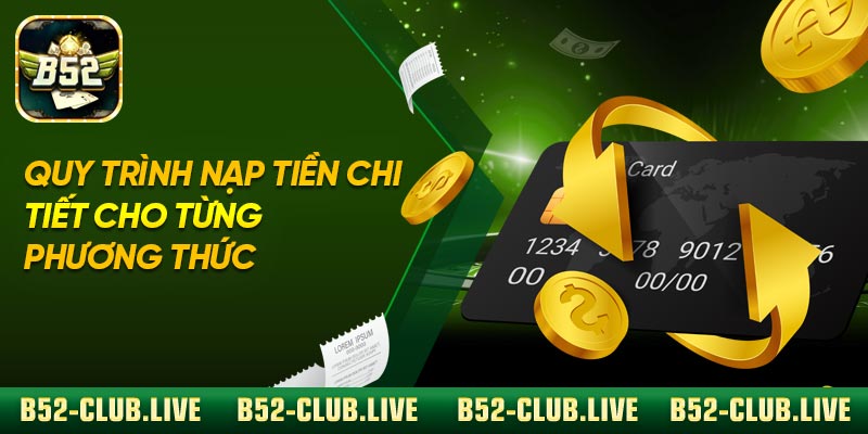 Quy trình nạp tiền chi tiết cho từng phương thức